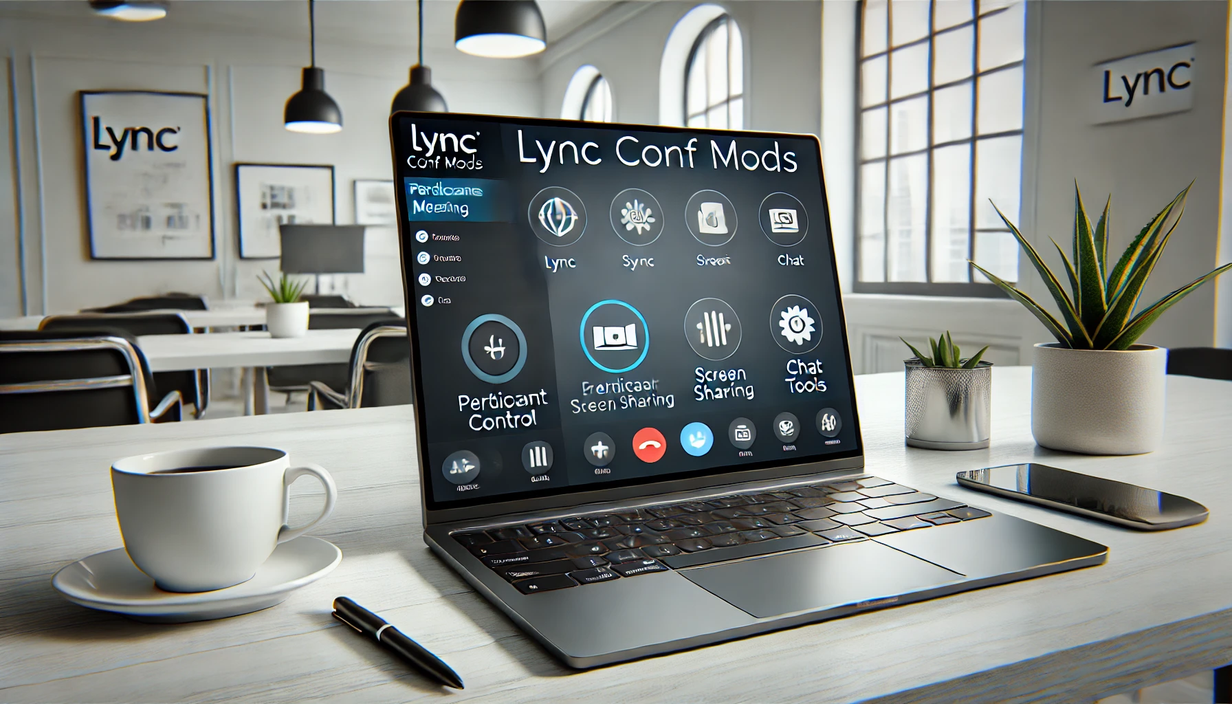 virtual meeting interface showcasing Lync Conf Mods